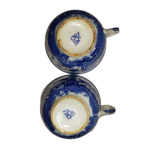 Vintage Set of 2 Blue Willow Porcelain Tea Cups Made in Japan - Picture 8 of 10